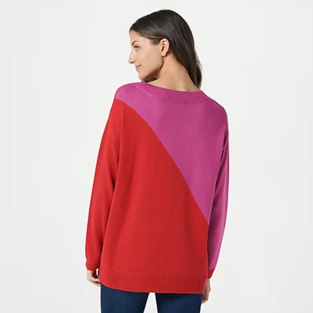 Laurie Felt Viscose Two-Tone Color Block Sweater - image 3